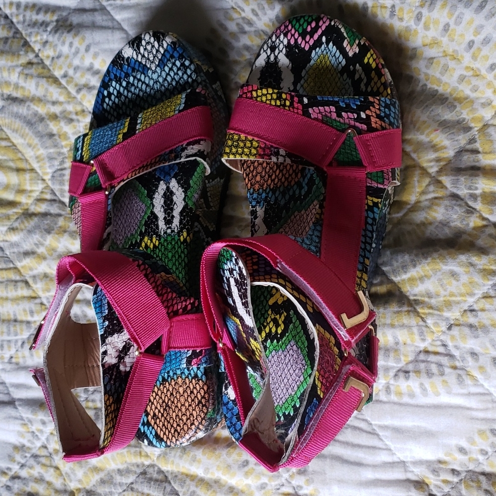 Pink snakeskin sandals